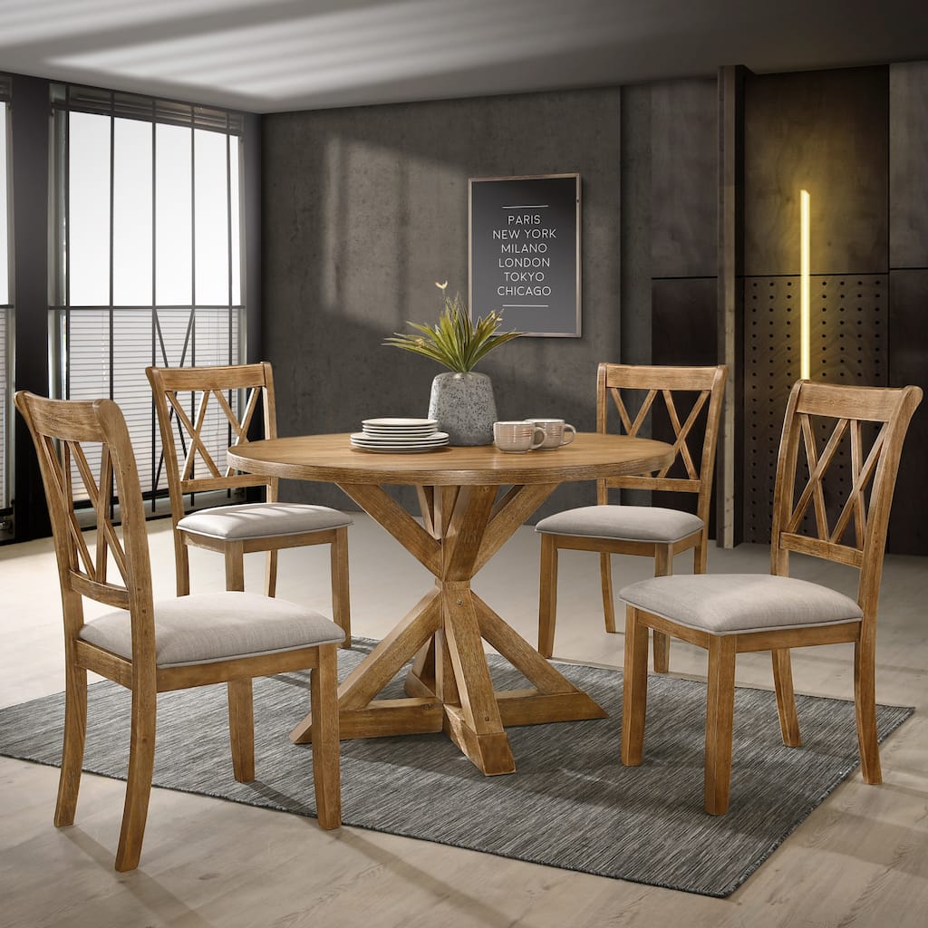 Roundhill Furniture Windvale 5-pc. Cross-back Wood Dining Set