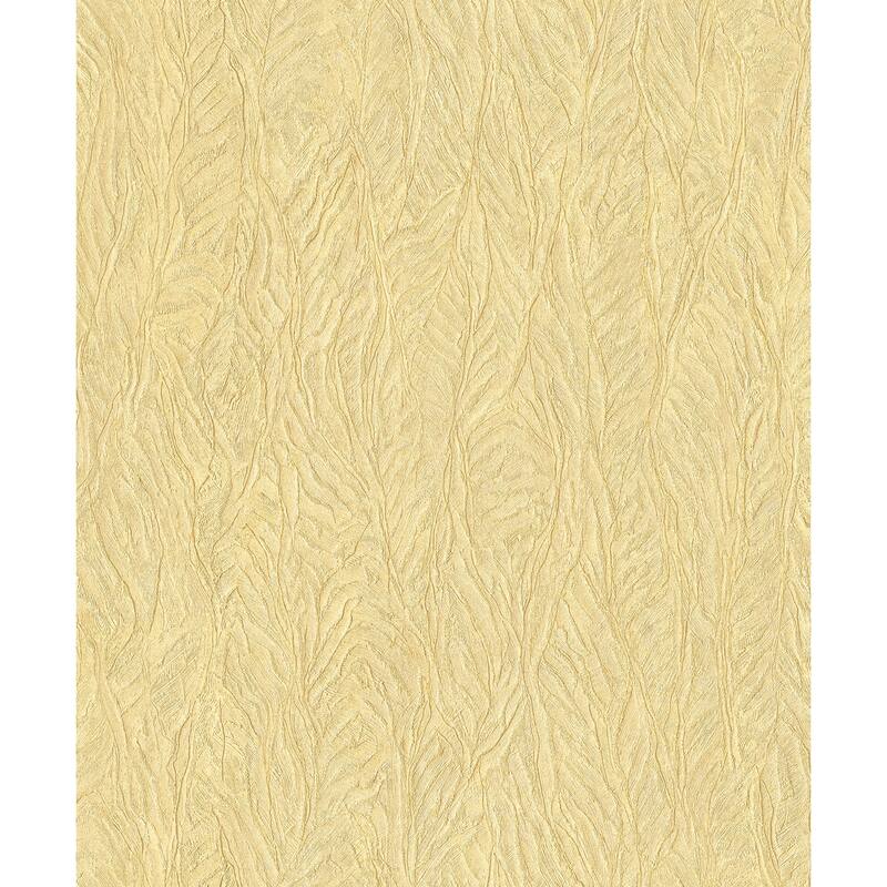 Galerie Wallcoverings Ambiance Leaf Emboss Vinyl on Non-woven Matte Wallpaper Roll - 33 feet x 21 inches - Ochre/Gold