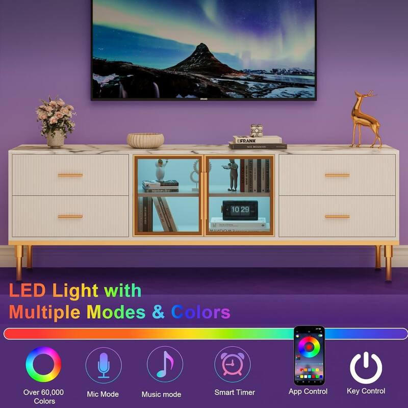 Modern Entertainment Center LED Lighted TV Stand for Living Room 55-75" TVs - N/A