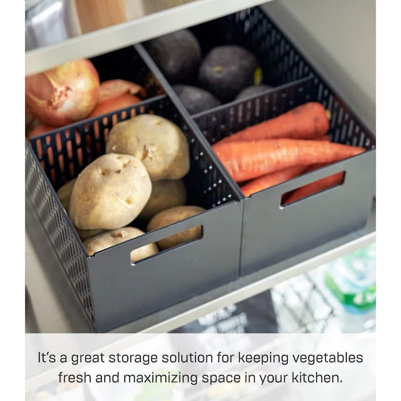 Yamazaki Home Stackable Vegetable Stocker, ABS Plastic - L 12.6 x W 6.02 x H 4.8 inches