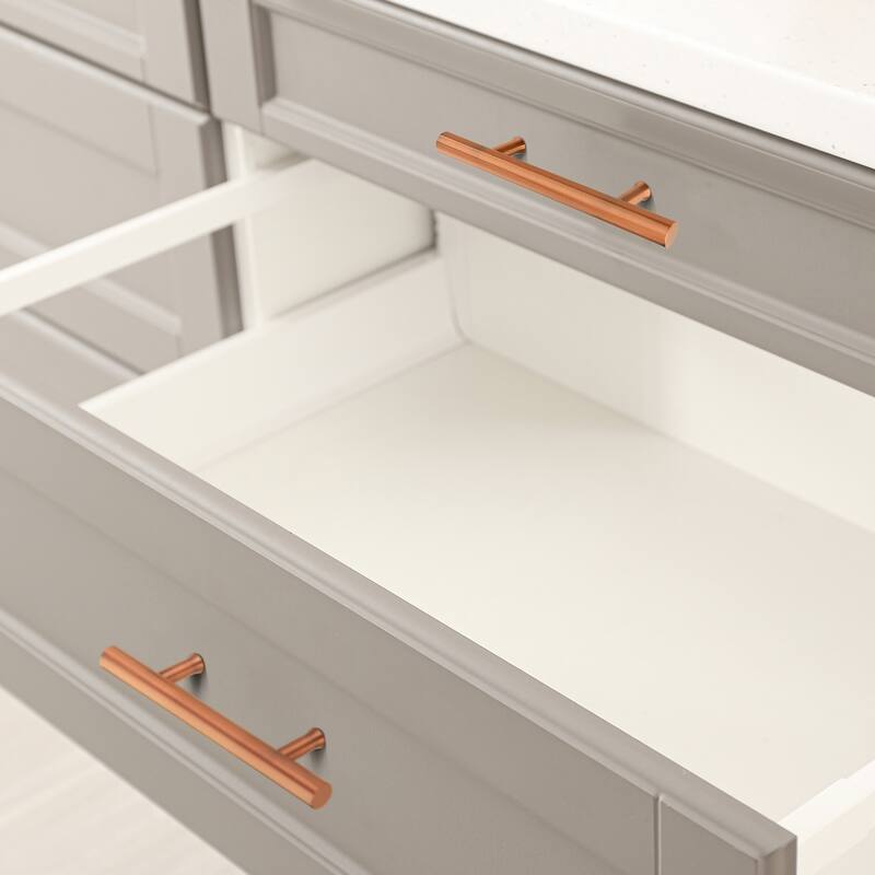 3 Inch Hole Center Copper Kitchen Cabinet Handles 100% Solid Brass Drawer Pulls (5-PACK)