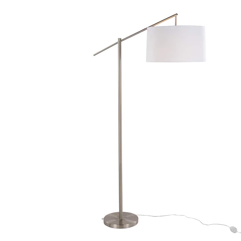 Silver Orchid Kerby 69" Metal Floor Lamp - Brushed Nickel/Off-White Linen Shade