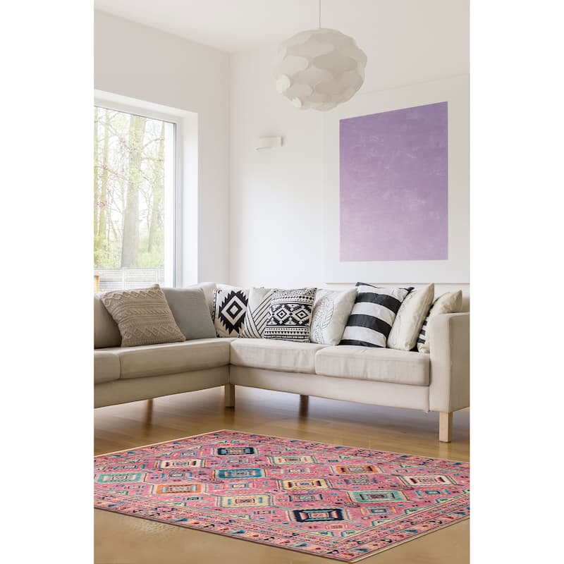 ECARPETGALLERY Hand-knotted Uzbek Ghazni Violet Wool Rug - 4'9 x 6'6