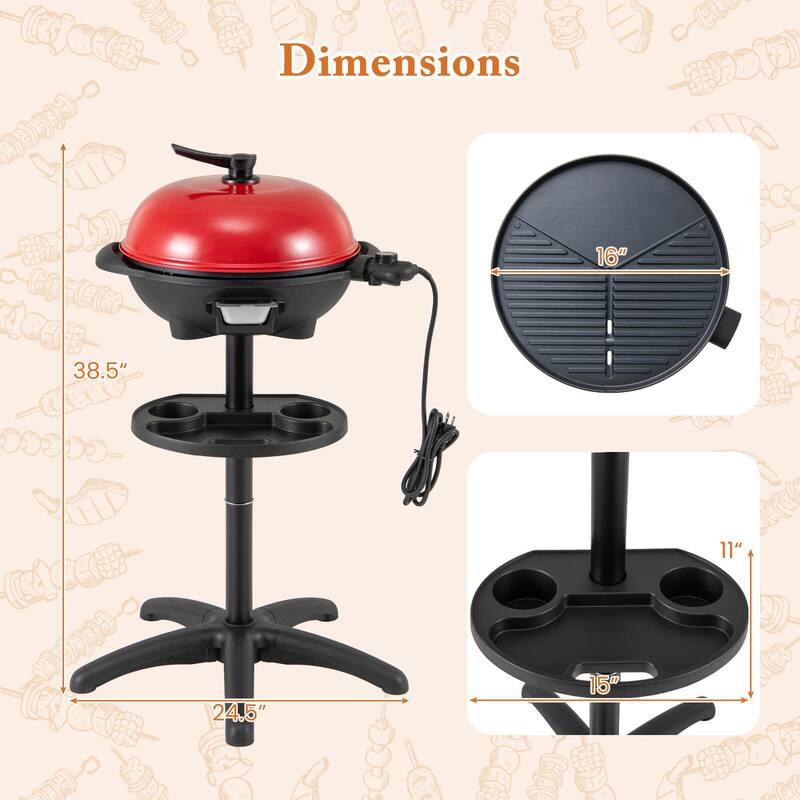Costway Electric BBQ Grill 1350W Non-stick 4 Temperature Setting