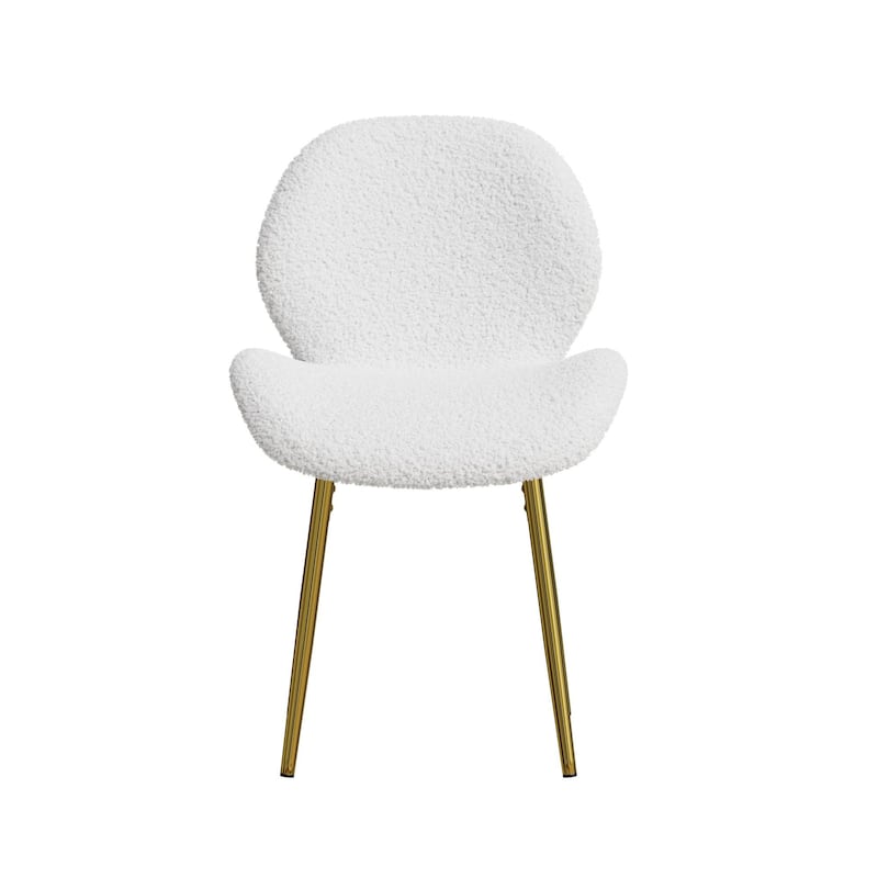 Teddy Dining Chairs Set of 2, Armless Accent Side Chair with Metal Legs and Shell Shaped Backrest for Kitchens