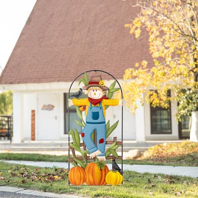 Glitzhome 41.75"H Fall Metal Arch Scarecrow Yard Stake