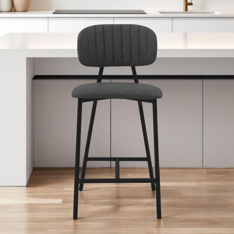 26" Stylish Foam Cushion Saddle Seat Counter Bar Stool with Faux Leather Upholstery and Iron Frame - 37" H x 18" W x 18.5" D