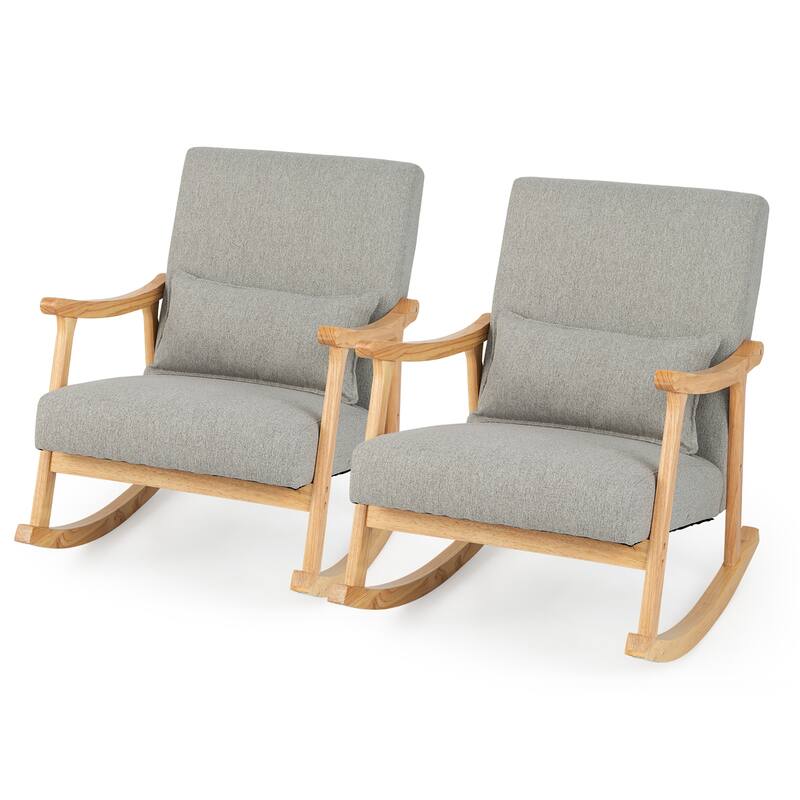 Costway Set of 2 Rocking Chairs with Pillow Rocking Armchairs with - See Details - Grey - See Details