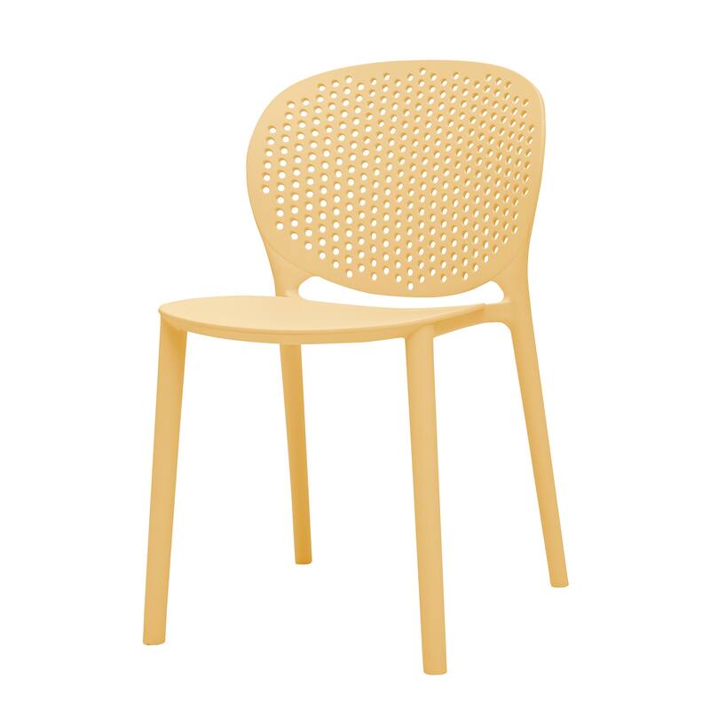 HomeRoots Set Of Four Yellow Heavy Duty Plastic Juvenile Chairs - 14.00 in. x 23.00 in. x 16.00 in.