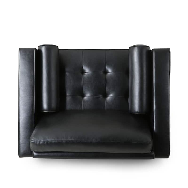 Malinta Contemporary Faux Leather Cushioned Club Chair by Christopher Knight Home