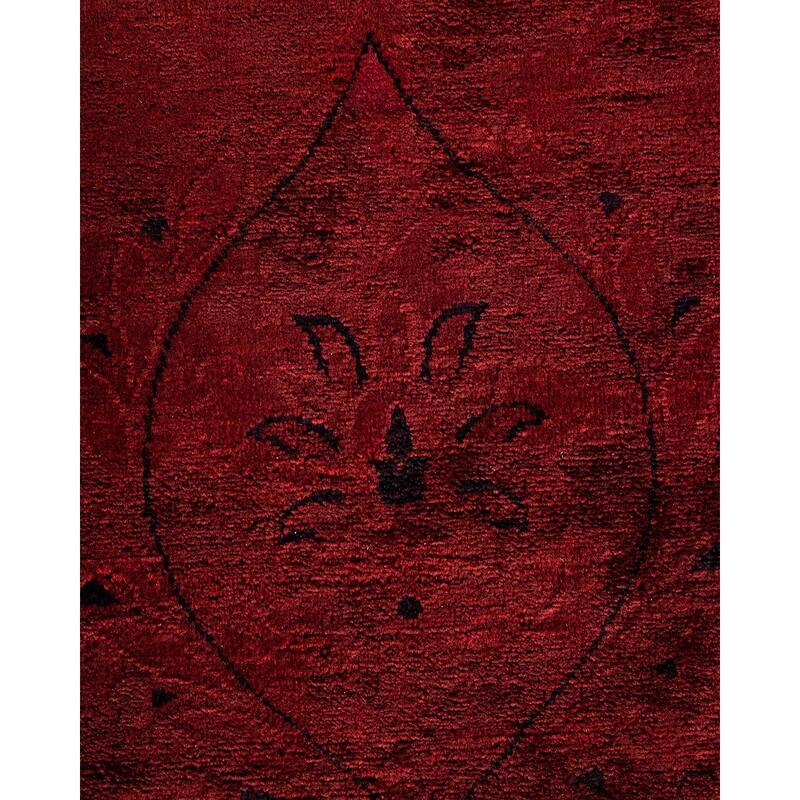 Overton Hand Knotted Wool Vintage Inspired Modern Contemporary Overdyed Red Area Rug - 12' 2" x 15' 3"
