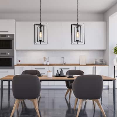 Modern Farmhouse Kitchen Black Mini Pendant Hanging Ceiling Fixture - W12"xH20.4"