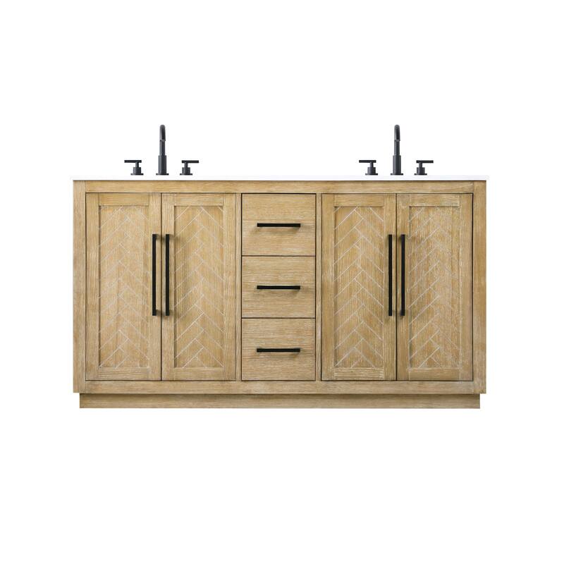Elegant Lighting VF29060D Chase 60" Free Standing Double Basin Vanity - Linen Oak
