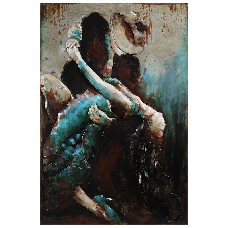 "Ballroom Dancers" Mixed Media Iron Hand Painted Dimensional Wall Art