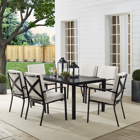 Kaplan 7-piece Oil-rubbed Bronze Beige Cushions Outdoor Dining Set