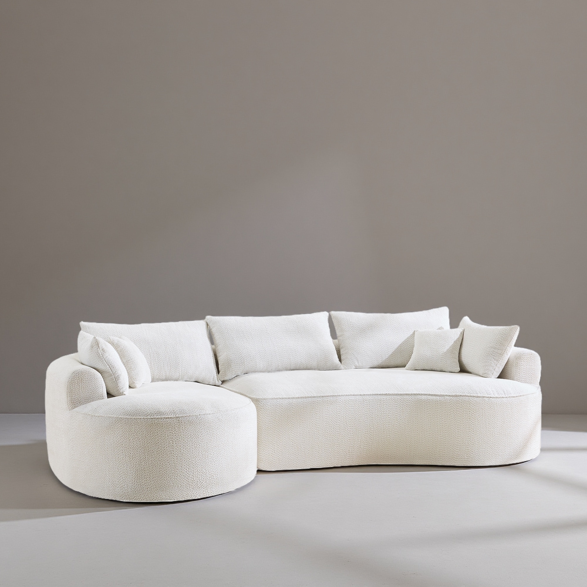 124.5" Curved Boneless Sectional Sofa with Pillows, No Assembly