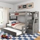 preview thumbnail 12 of 30, Max and Lily Modern Farmhouse Twin Over Full Bunk Bed With Staircase and Trundle Driftwood
