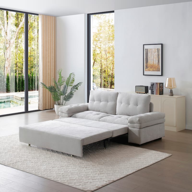 3 in 1 Recliner Sofa Pull Out Sleeper Sofa Bed Linen Loveseat Armchair