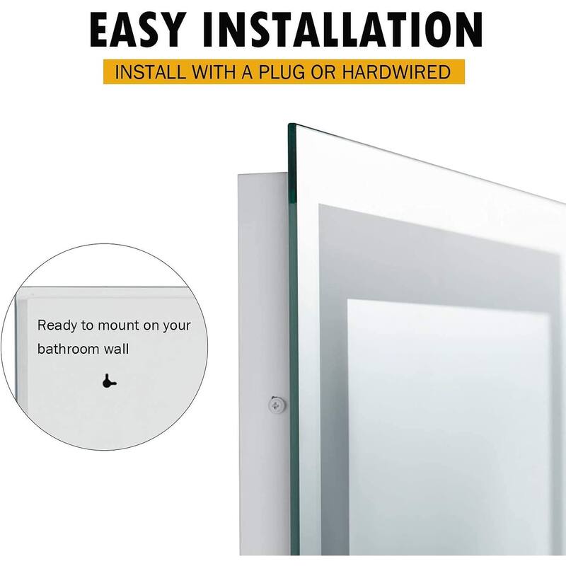 WINGBO LED Bathroom Mirror Wall Mounted, Anti Fog Vanity Lighted Mirror
