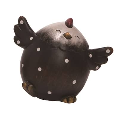 Transpac Terracotta 4" Black Spring Happy Chicken Decor