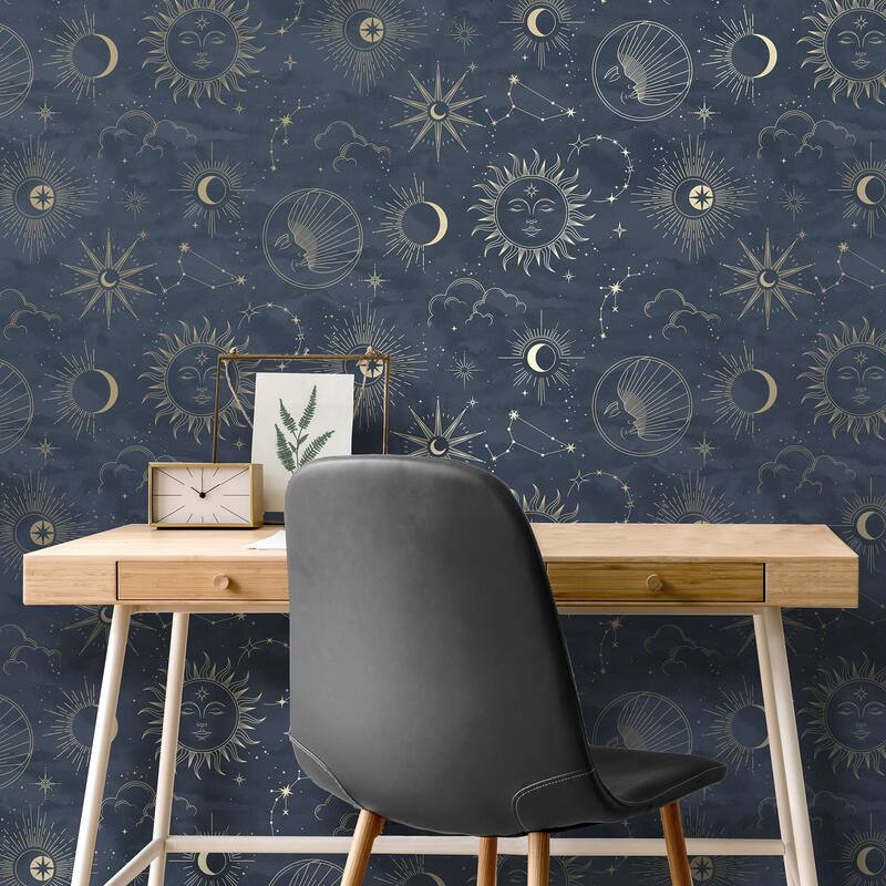 Fine Decor Kalel Navy Celestial Wallpaper - N/A
