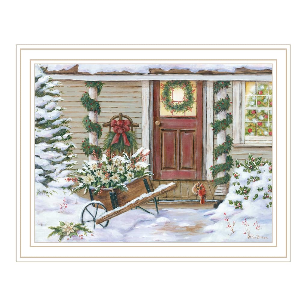 Framed Wall Art - Holiday Porch, White Frame