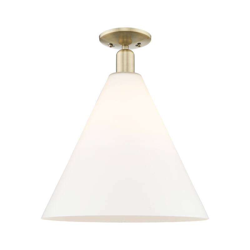 Innovations Lighting Endless Possibilities Arcadia - Berkshire Glass - 1 Light 16" Semi-Flush Mount - Antique Brass/Matte White