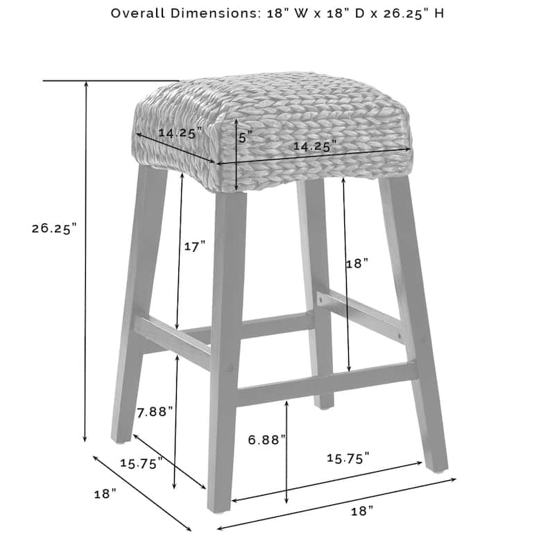 Crosley Edgewater 2Pc Backless Counter Stool Set - 18"d x 18"w x 26.25"h
