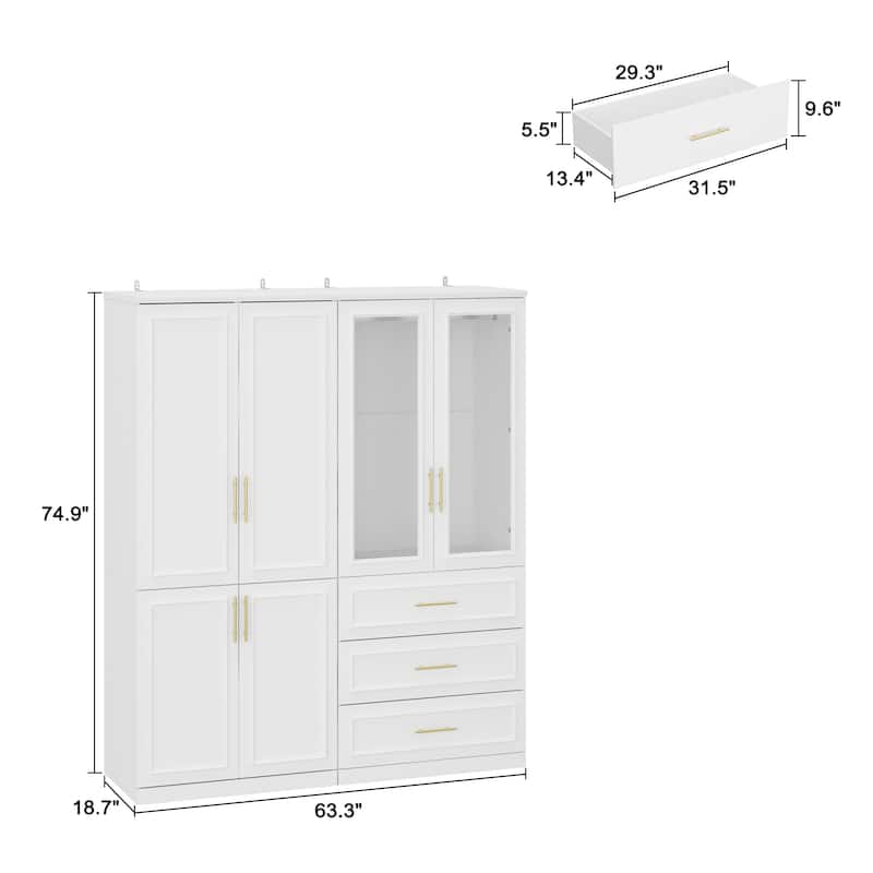 Modular Wardrobe Combo Armoires Closet Freestanding Cabinet Organizer