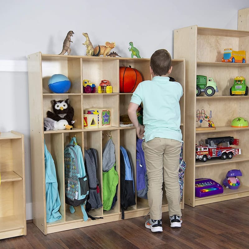 Contender 8 Section Coat Locker with Cubby Storage Shelves, Montessori Backpack Organizer For Daycare, Preschool - 48"