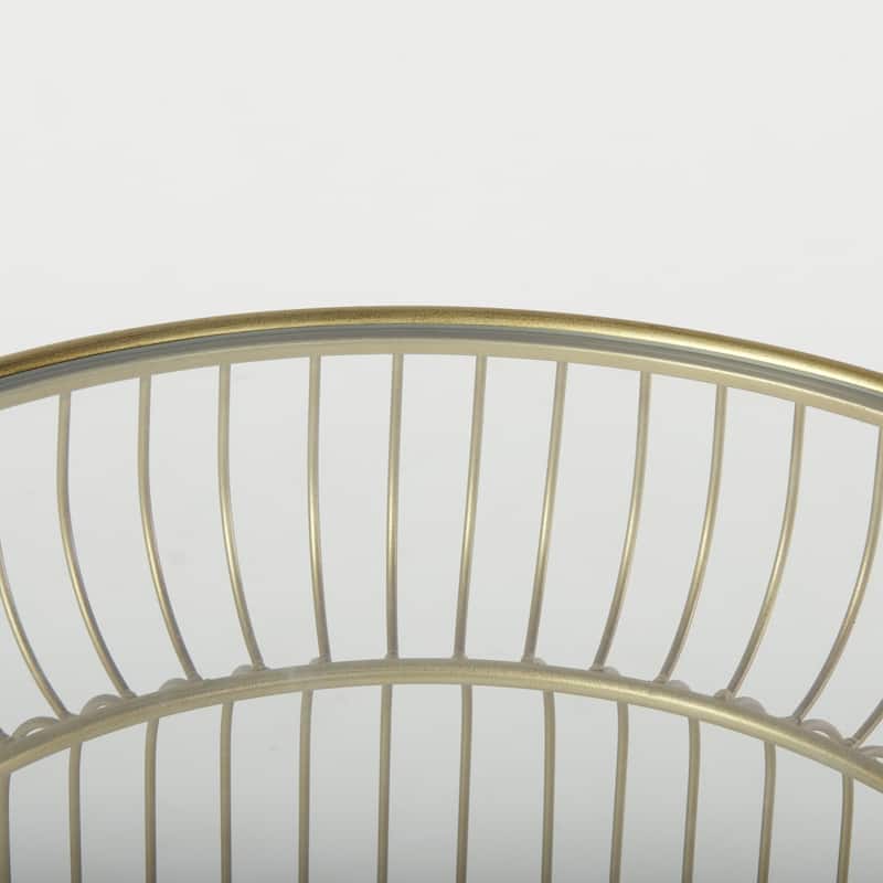 HomeRoots Set of Two Clear and Gold Tempered Glass and Metal Wire Round Drum End Tables - 18.90 in. x 20.08 in. x 18.90 in.