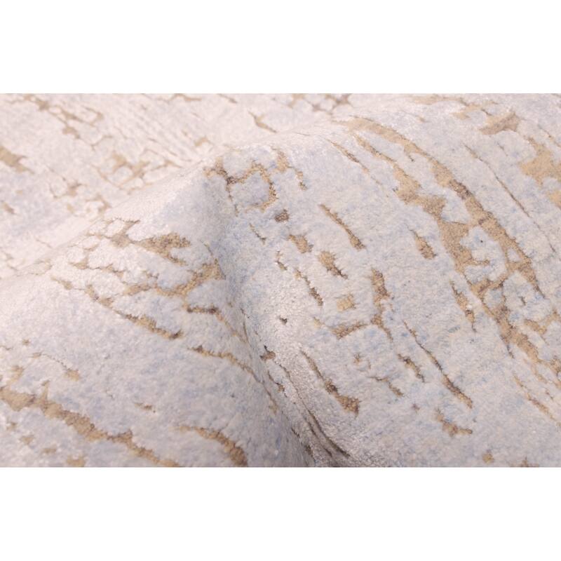 ECARPETGALLERY Hand-knotted Legacy Light Blue Silk, Wool Rug - 2'5 x 11'11