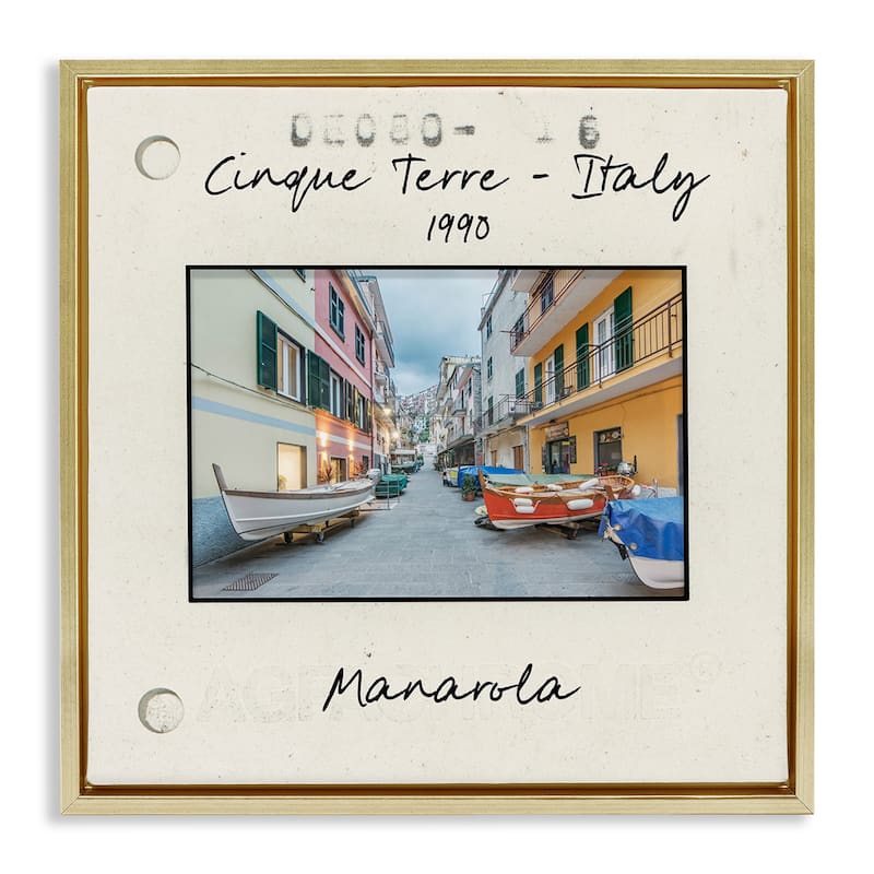 Stupell Vintage Travel Italy View Framed Floater Canvas Wall Art Design By Danita Delimont - 25 x 25 - Gold