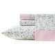 preview thumbnail 1 of 6, Laura Ashley Percale Cotton Printed Hem Sheet Sets King - Bonnie Pink