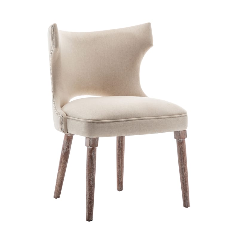 Porthos Home Foras Fabric Wingback Dining Chairs with Rubberwood Legs, Set of 2
