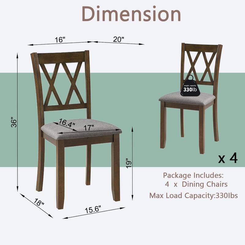 Rustic Side Chair Dining Chair Walnut Reception Chair Linen Chair Cross Backrest Chair with Wood Legs