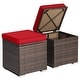 preview thumbnail 11 of 9, 2 PCS Patio Ottoman Multipurpose Outdoor Footstool Storage Box Red