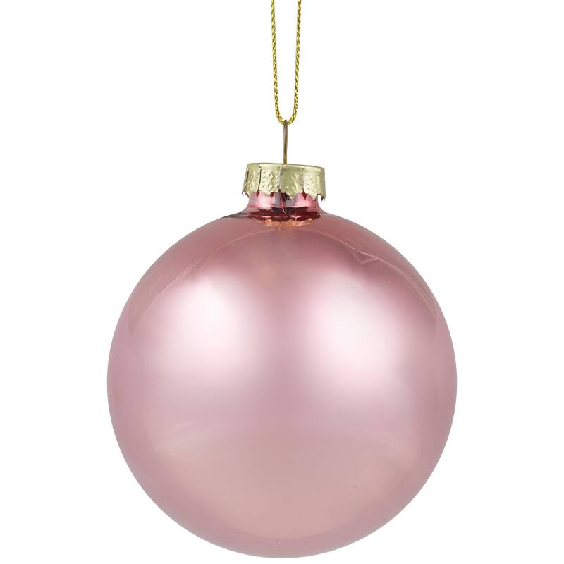 9ct Shiny Matte Pink Gold Glass Ball Christmas Ornaments 2.5" (65mm)