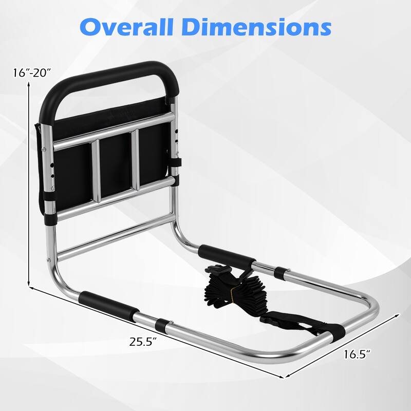 Gymax Bed Rails for Elderly Adults Height Adjustable Bed Assist Safety - Black & Sliver