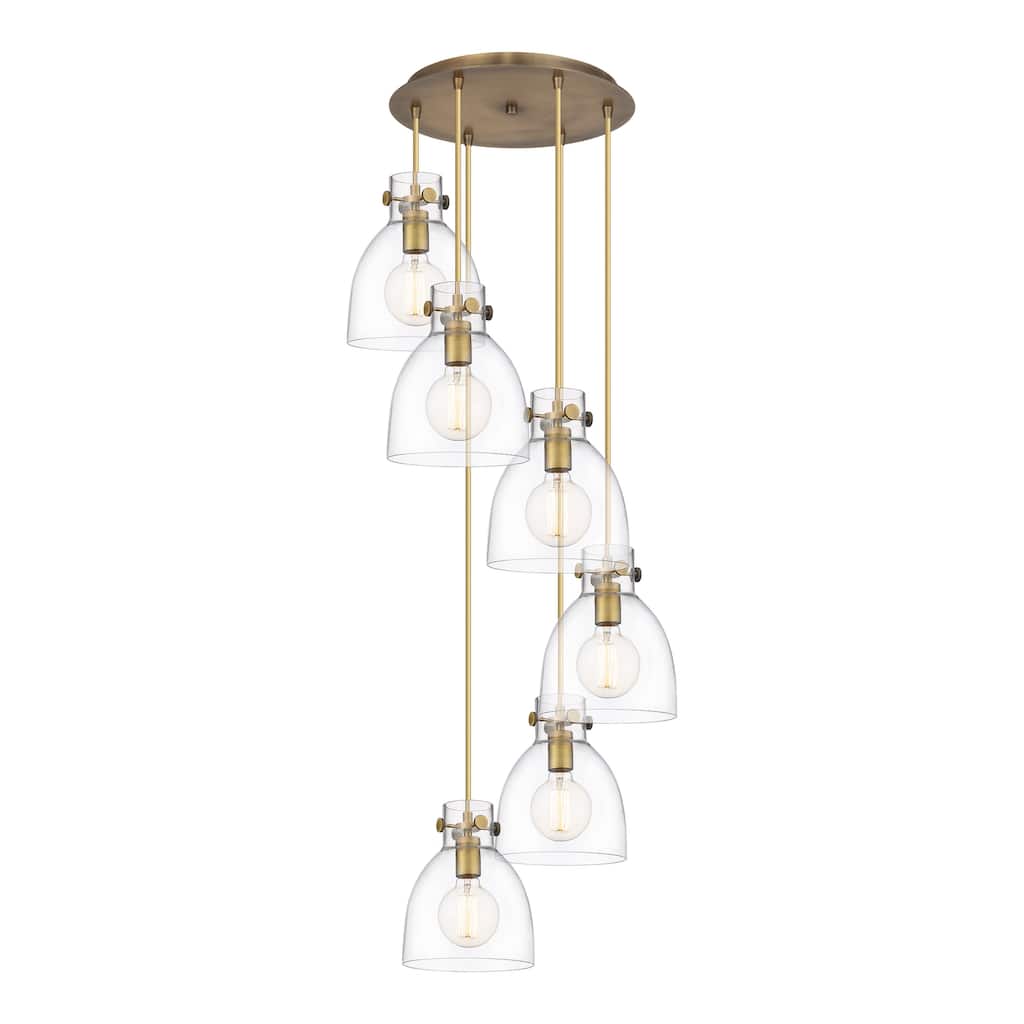 Innovations Lighting Newton Bell - 6 Light 8" Cord Hung Multi Pendant - 14" Canopy