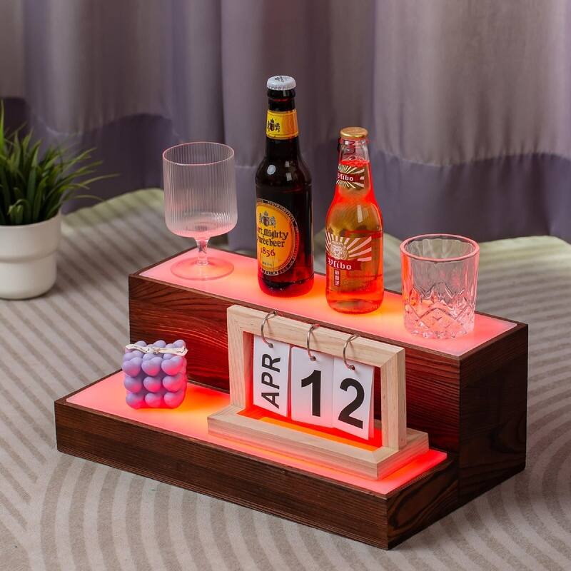 Wine Rack with LED Light - 16.1"D x 9.5"W x 5.9"H