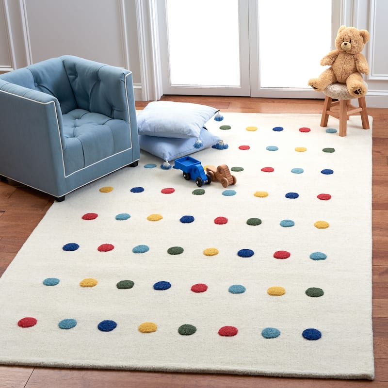 SAFAVIEH Kids Ayleen Polka Dot Wool Rug - 4' x 6' - Ivory - Rectangle
