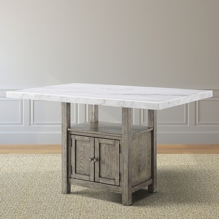 The Gray Barn Garfield Driftwood Marble Top Counter Height Dining Table