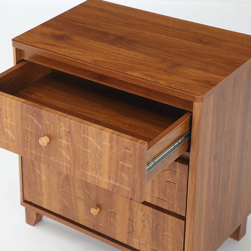 3-Drawer Nightstand for Bedroom, Living Room, Rustic Brown