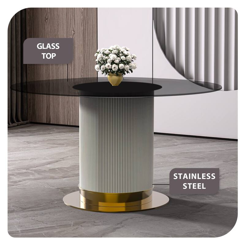 Jexis Round Dining Table with Glass/Sintered Stone Tableop