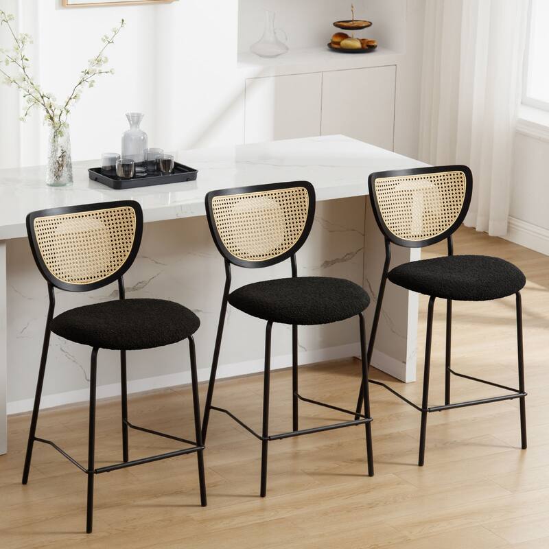 26" Rattan Counter Height Bar Stools Set of 2/3/4 - 37.8"H x 17.7"W x 21.7"D