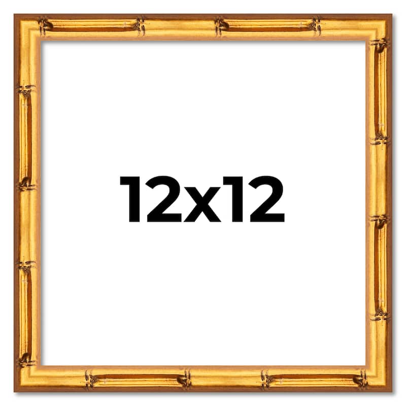 12x12 Frame Gold Bamboo Picture Frame - Modern Photo Frame Includes UV