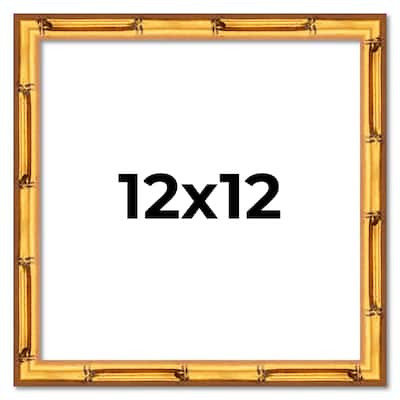 12x12 Frame Gold Bamboo Picture Frame - Modern Photo Frame Includes UV