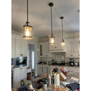 Modern Farmhouse 1-Light Cylinder Clear Glass Kitchen Island ...