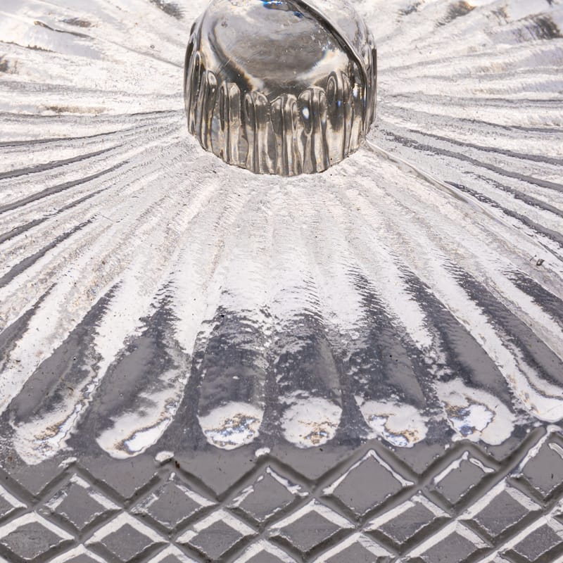 Embossed Reclaimed Glass Butter Dish - 6.8"L x 5.0"W x 3.5"H